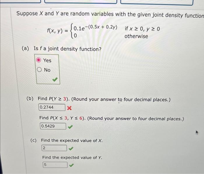 Solved Suppose X and Y are random variables with the given | Chegg.com