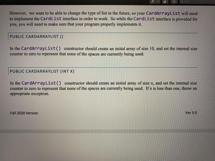 CS145 - PROGRAMMING ASSIGNMENT CARD ARRAY LIST | Chegg.com