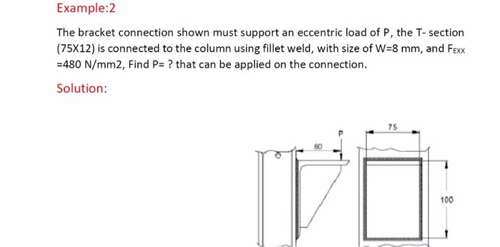 Solved Example: The bracket connection shown must support an | Chegg.com
