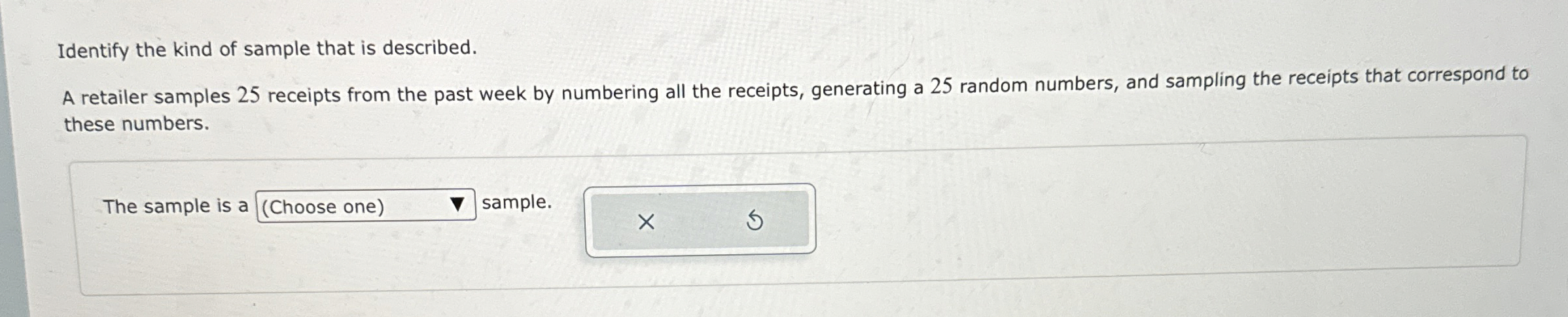 Solved Identify the kind of sample that is described.A | Chegg.com