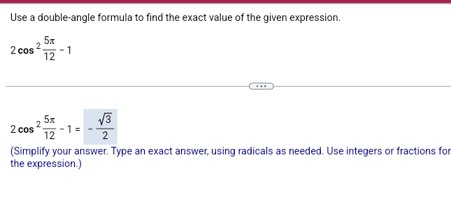 Solved Use A Double Angle Formula To Find The Exact Value Of 2775