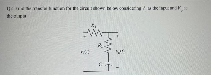 Solved QI. Find the transfer function for the circuit shown | Chegg.com