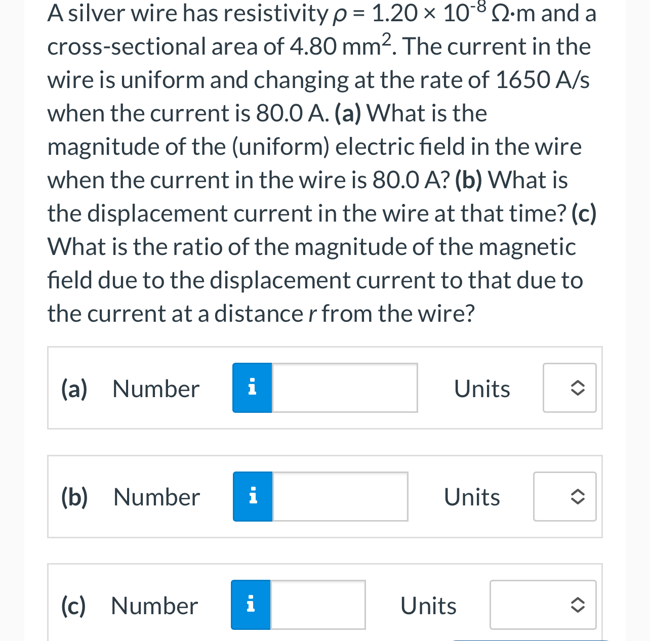 Solved A silver wire has resistivity ρ=1.20×10-8Ω*m ﻿and a | Chegg.com