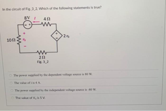 Solved In the circuit of Fig. 3_2, Which of the following | Chegg.com