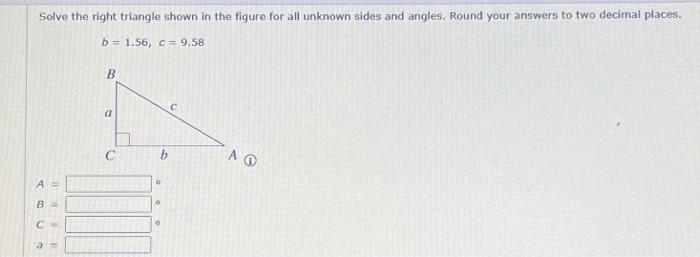 Solved Solve The Right Triangle Shown In The Figure For All | Chegg.com