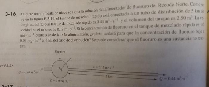 3-16 Durante una tormenta de nieve se agota la solución del alimentador de fluoruro del Recodo Norte. Comox ve en la figura P