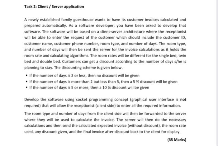 Solved Task 2: Client /Server application A newly | Chegg.com