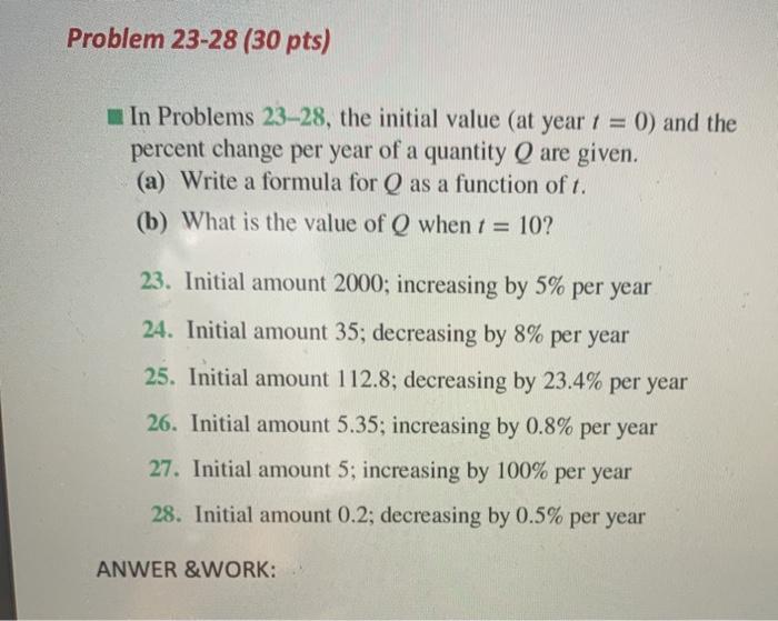 Solved Problem 23-28 (30 pts) In Problems 23-28, the initial | Chegg.com