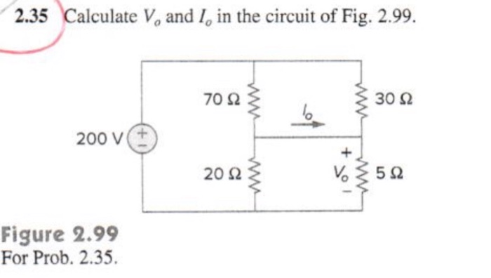 Solved 2.35 Calculate V, and I, in the circuit of Fig. 2.99. | Chegg.com