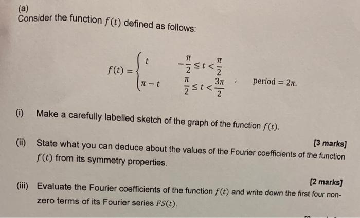 Solved (a) Consider the function f(t) defined as follows: TI | Chegg.com
