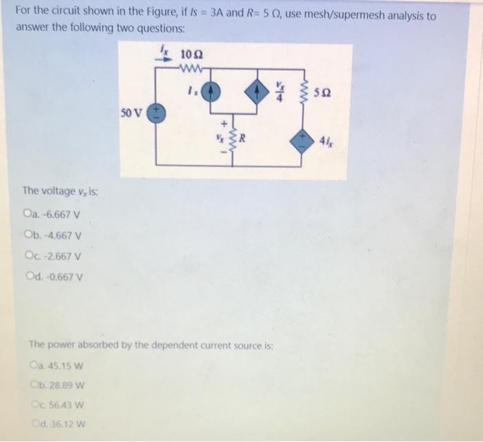 Solved For the circuit shown in the Figure, if Is = 3A and | Chegg.com