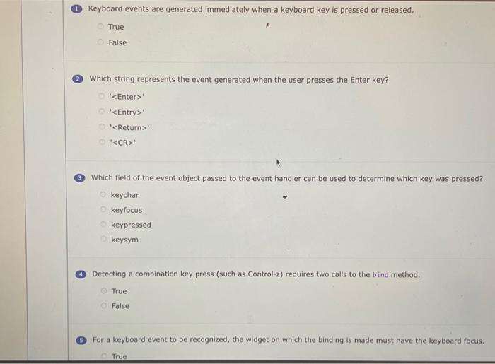 Solved Keyboard events are generated immediately when a | Chegg.com