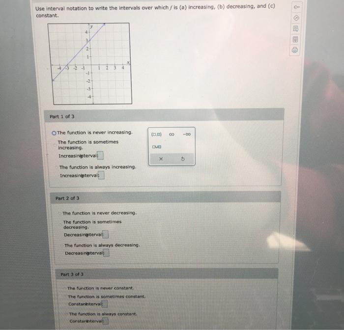 Solved Use interval notation to write the intervals over | Chegg.com