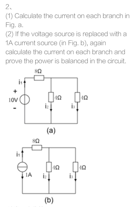 Solved 2. (1) Calculate the current on each branch in Fig. | Chegg.com