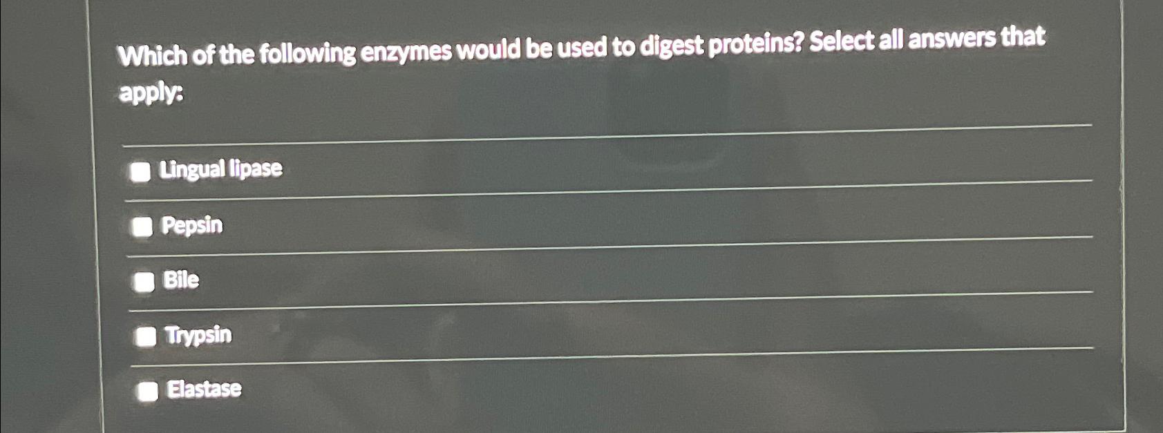 Solved Which Of The Following Enzymes Would Be Used To | Chegg.com