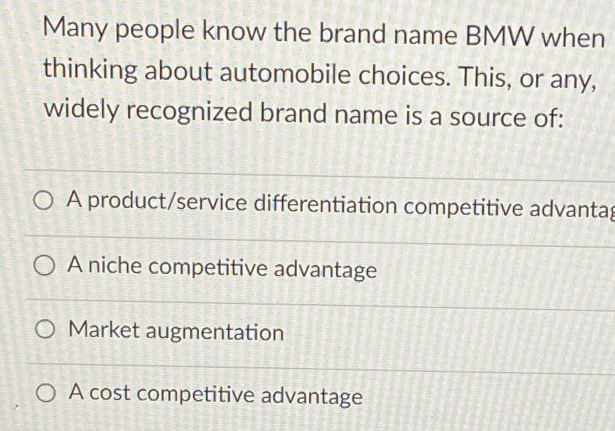 Solved Many people know the brand name BMW when thinking