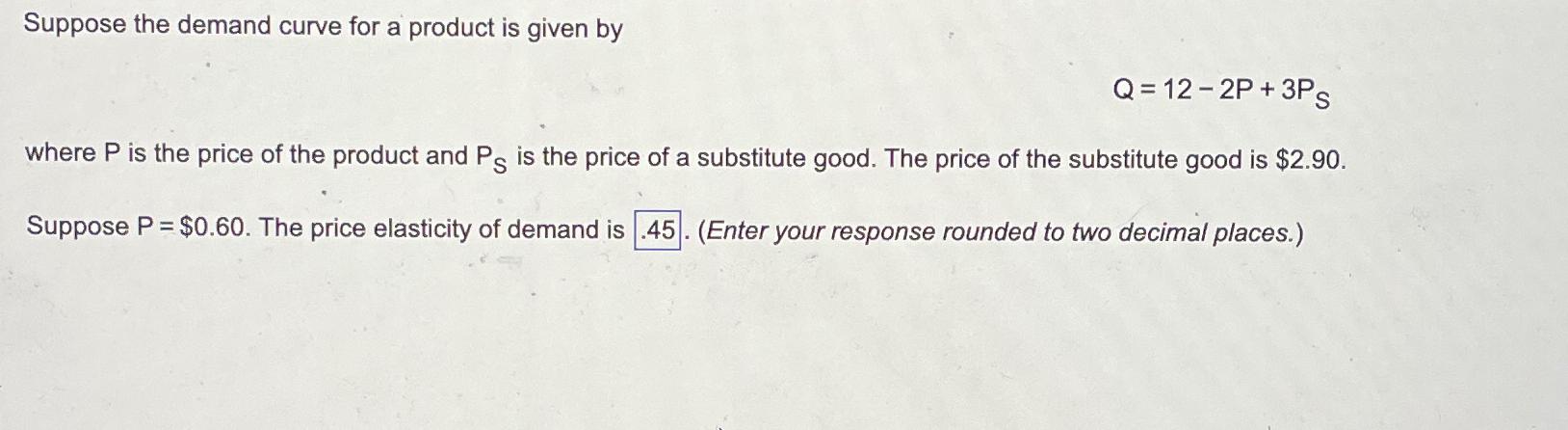 Solved Suppose the demand curve for a product is given | Chegg.com