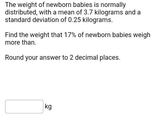 Solved The weight of newborn babies is normally distributed, | Chegg.com