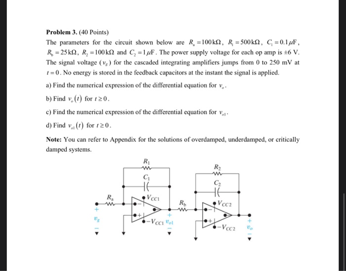 Solved Problem 3. (40 Points) The parameters for the circuit | Chegg.com
