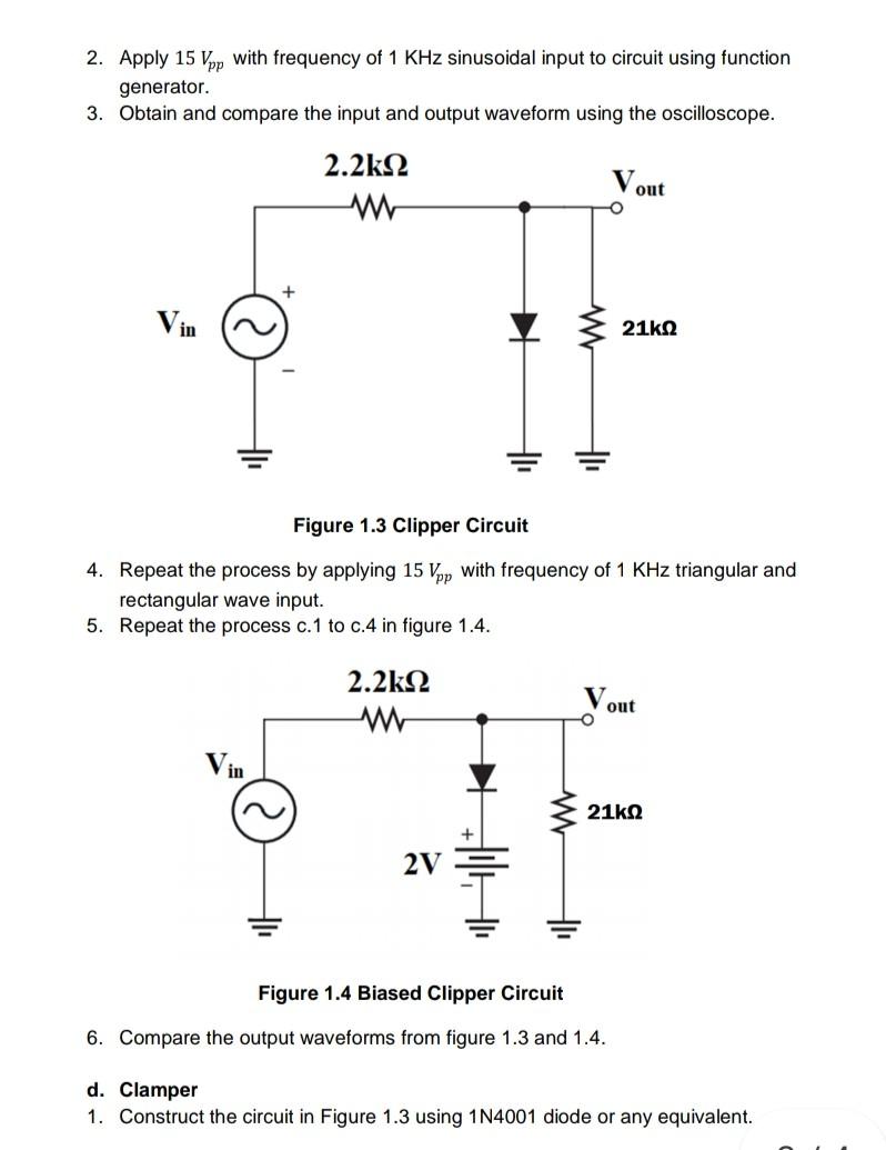 Solved Experiment 1 Diode Application (Rectifier, Clipper,