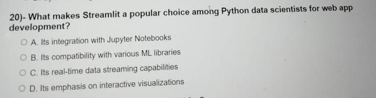 Solved - What makes Streamlit a popular choice among Python | Chegg.com
