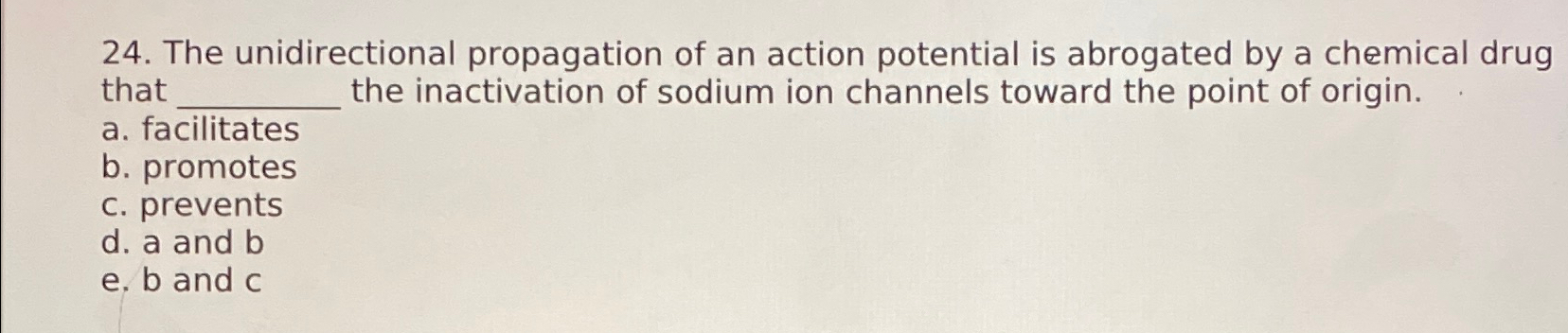 Solved The unidirectional propagation of an action potential | Chegg.com