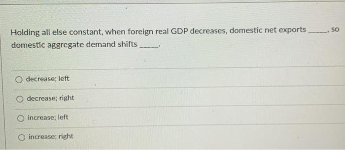 Solved Holding all else constant, when foreign real GDP | Chegg.com