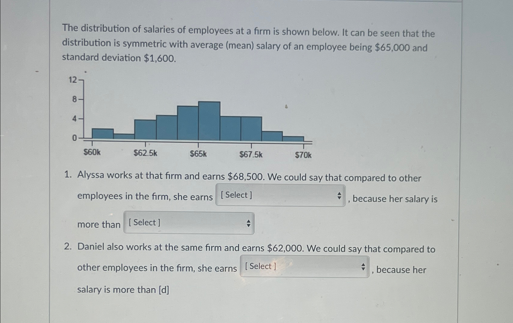 Solved The distribution of salaries of employees at a firm | Chegg.com