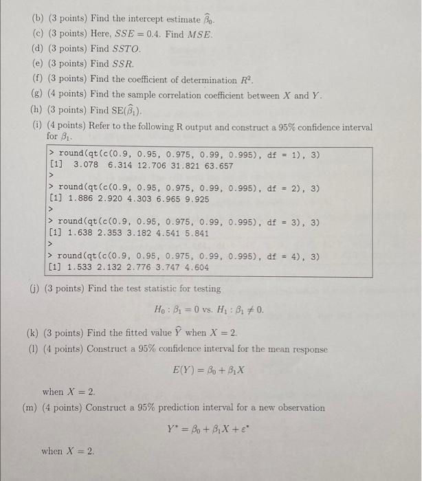 Solved 4. We fit the simple linear regression model | Chegg.com