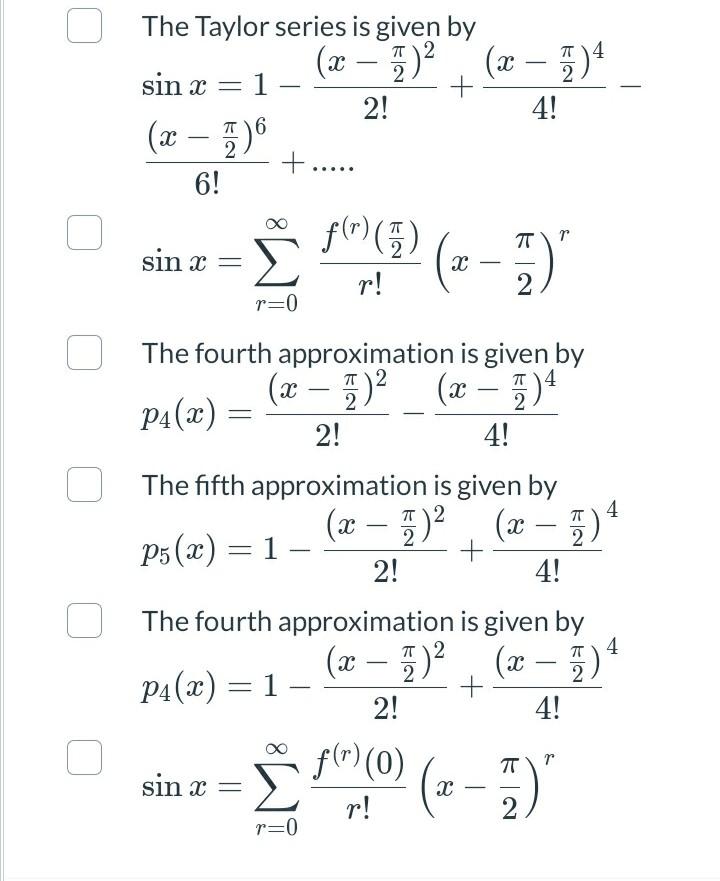 Solved 8 a 4 points Find the Taylor series for f(x) = sin x | Chegg.com