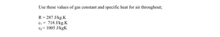 Solved Use these values of gas constant and specific heat | Chegg.com