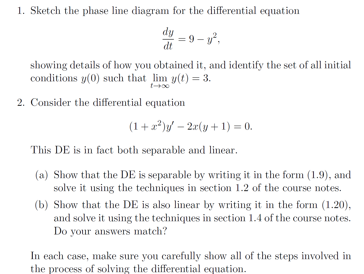 Sketch the phase line diagram for the differential | Chegg.com