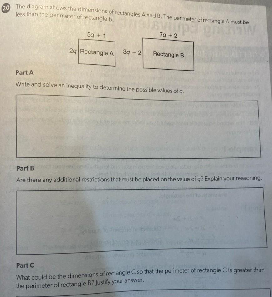 Solved 20 The diagram shows the dimensions of rectangles A | Chegg.com