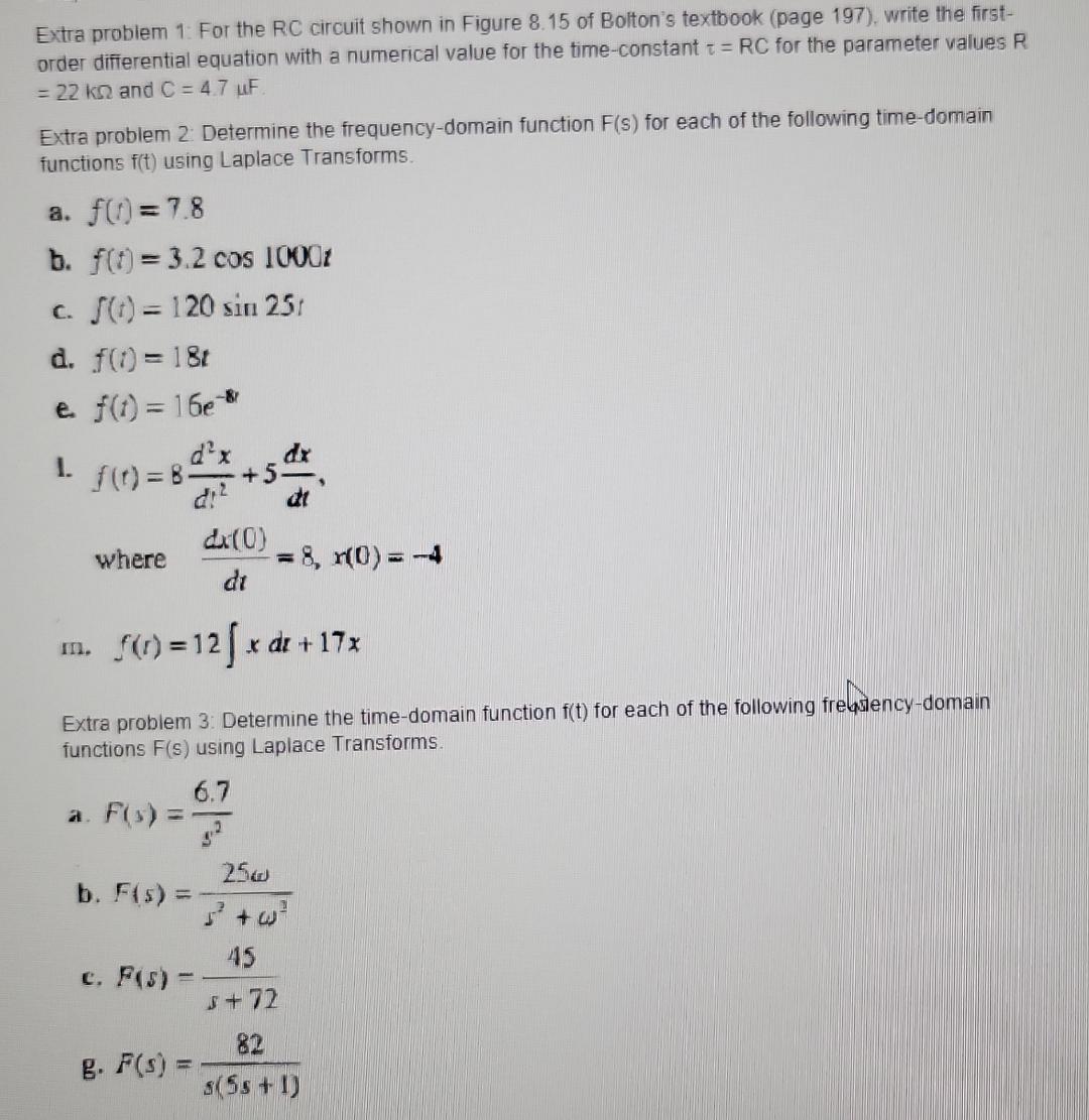 Solved Extra problem 1. ﻿For the RC circuit shown in Figure | Chegg.com