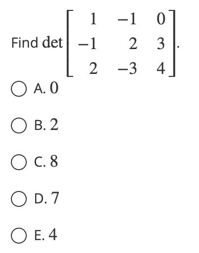 Solved Find Det 1 10 1232 34 A 0b 2c 8d 7e 4 Chegg Solved Find Det 1 10 1232 34 A 0b 2c 8d 7e 4 Chegg