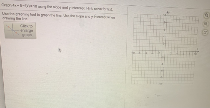 Solved Ау 10 o Graph 4x-5-f(x) = 10 using the slope and | Chegg.com