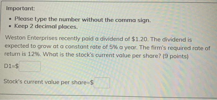 Solved Important Please Type The Number Without The Comma Chegg