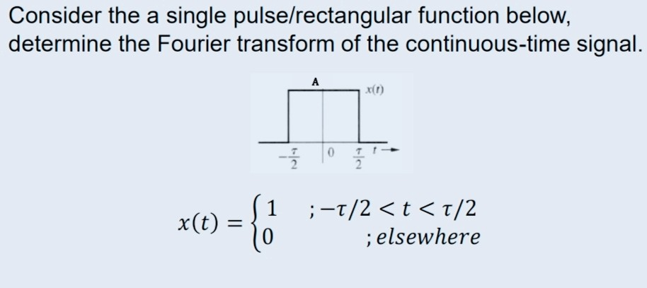 Solved Consider the a single pulse/rectangular function | Chegg.com