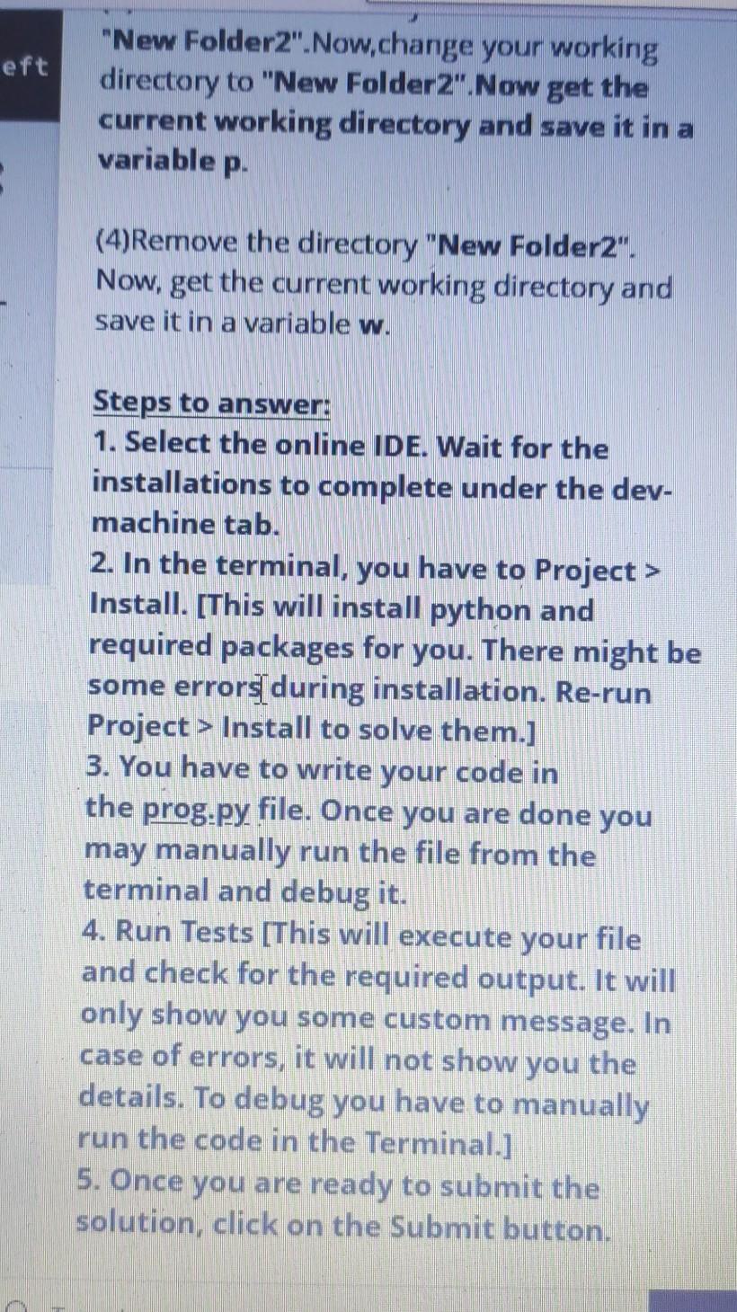 Solved 2. Python Built In Package OS Perform the following Chegg