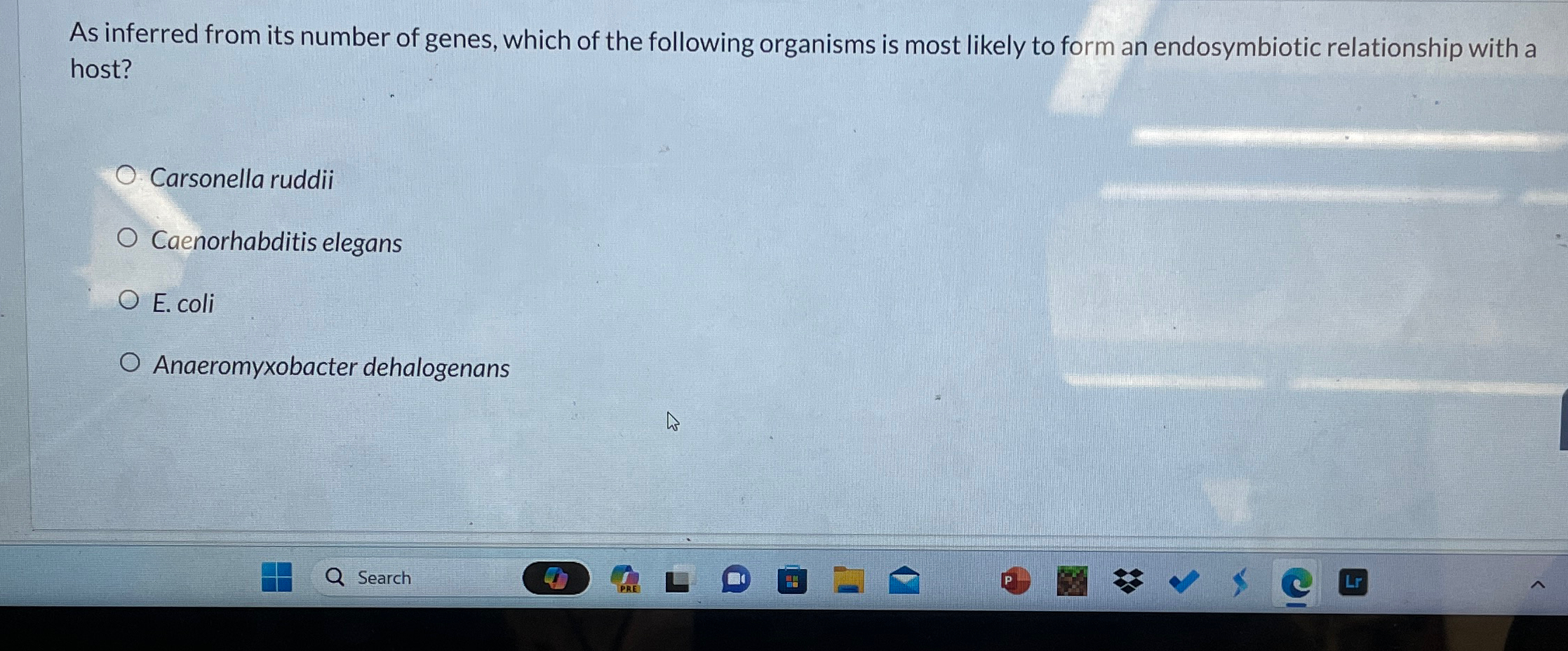 Solved As inferred from its number of genes, which of the | Chegg.com