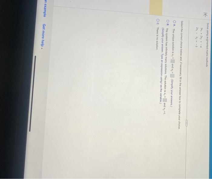 Solved solve using augmented matrix methods chegg