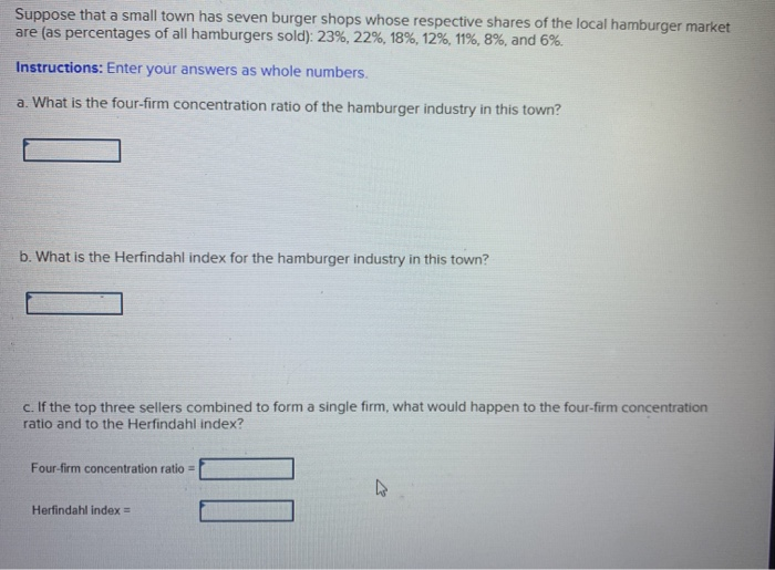 Solved Suppose that a small town has seven burger shops | Chegg.com