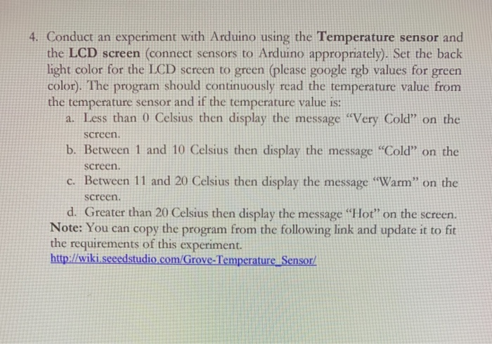 (Solved) : 4 Conduct Experiment Arduino Using Temperature Sensor Lcd ... image.