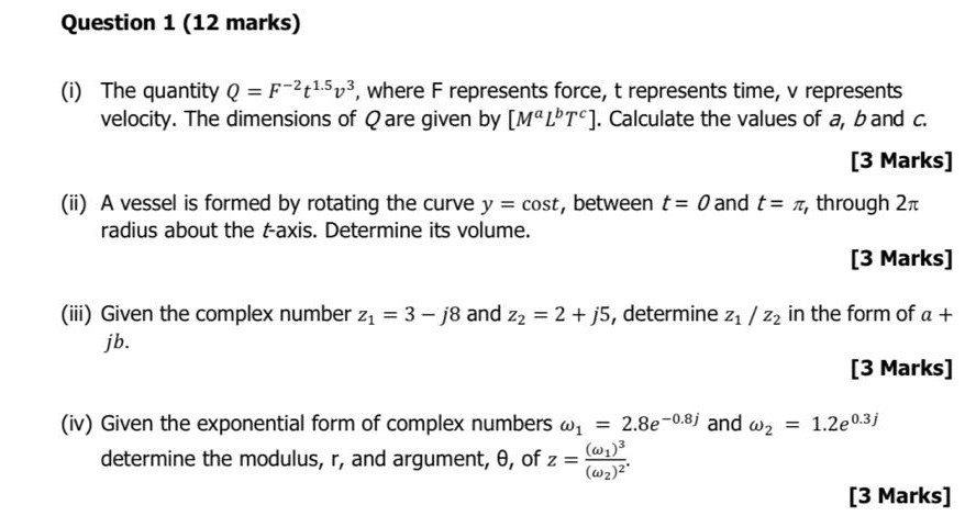 Solved Question 1 12 Marks I The Quantity Q F 241 5 Chegg Com