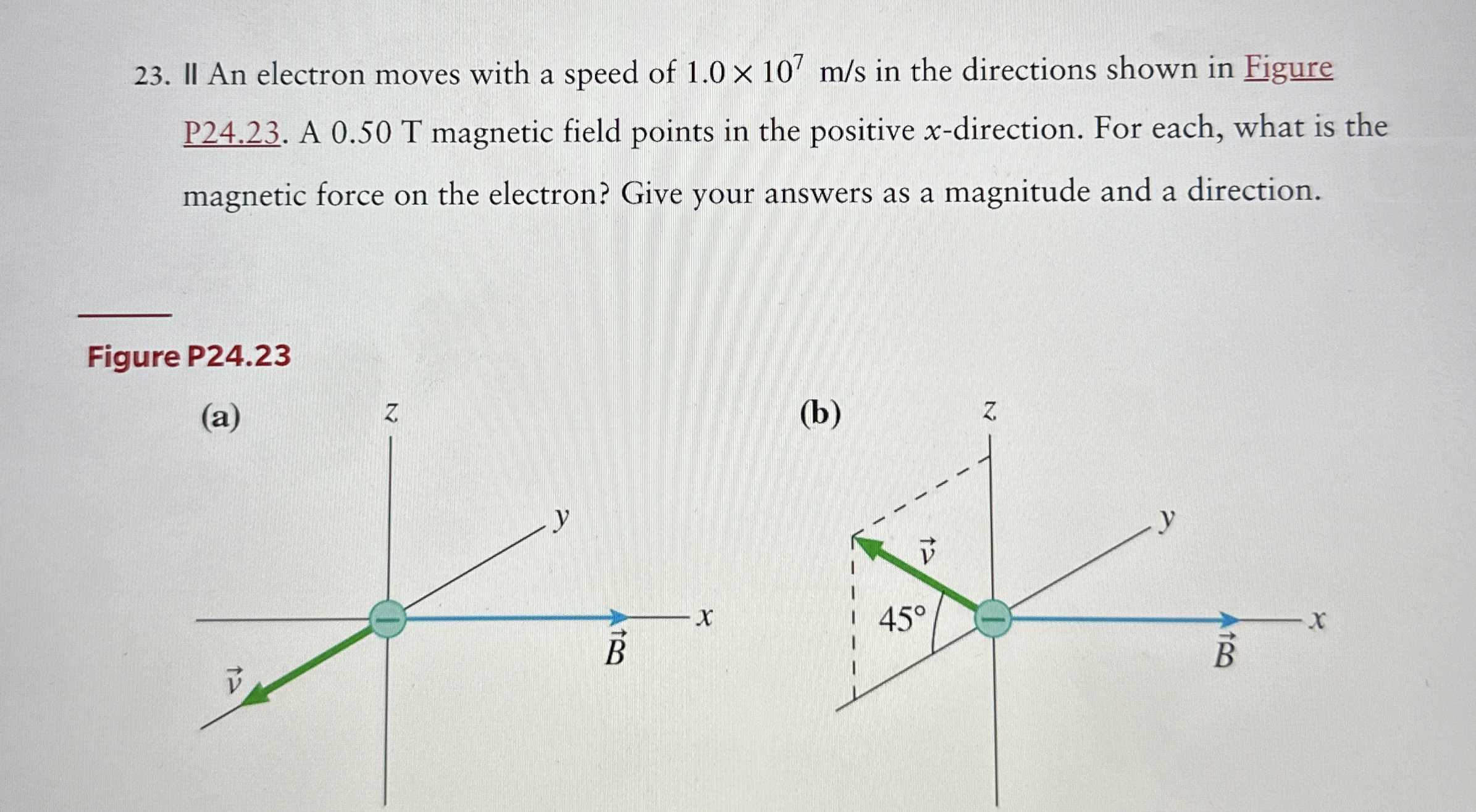 Solved II An electron moves with a speed of 1.0×107ms ﻿in | Chegg.com
