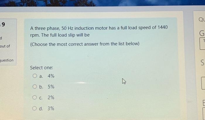 Solved A three phase, 50 Hz induction motor has a full load | Chegg.com