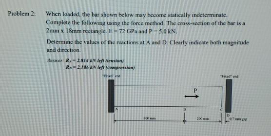 Solved Problem 2: When loaded, the bar shown below may | Chegg.com