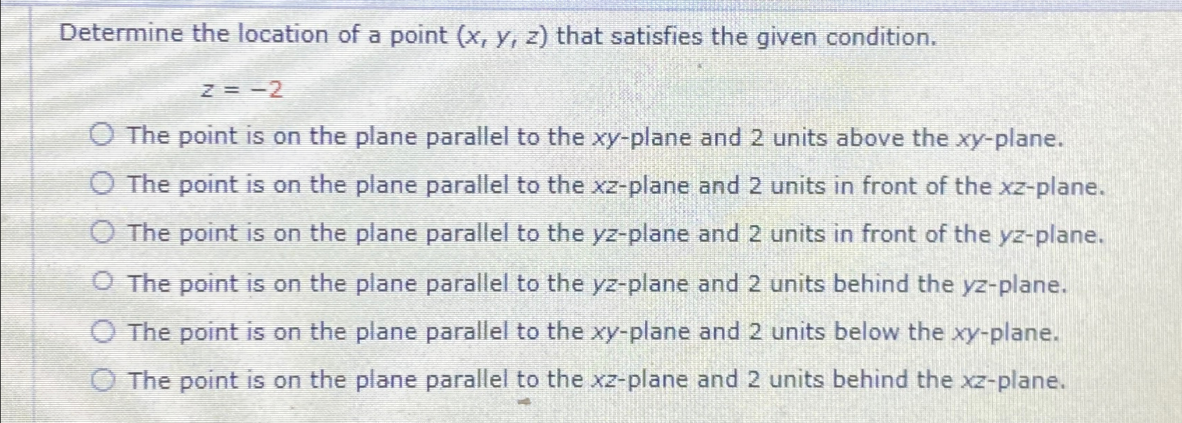 Solved Determine the location of a point (x,y,z) ﻿that | Chegg.com