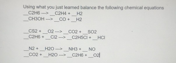 Solved Using what you just learned balance the following Chegg