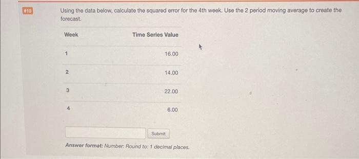 Solved Using the data below, calculate the squared error for | Chegg.com
